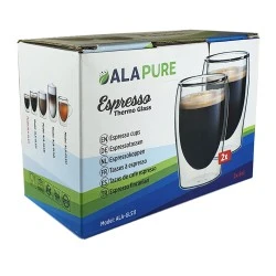 Szklanki termiczne do espresso z podwójnymi ściankami Alapure ALA-GLS11