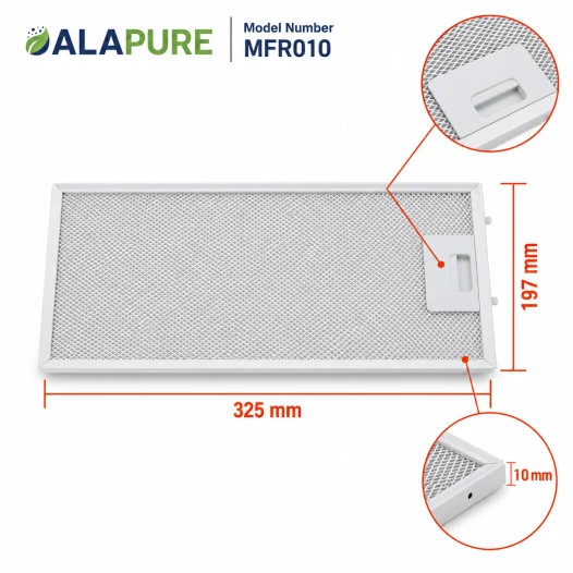 Filtr metalowy Alapure, pasujący do modelu Juno 4055101697, 325 x 197 x 10 mm