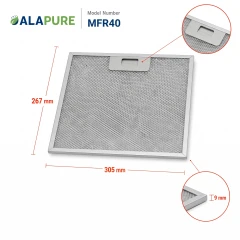 Filtr metalowy Alapure pasujący do Whirlpool 480122102168, 306 x 267 x 9 mm
