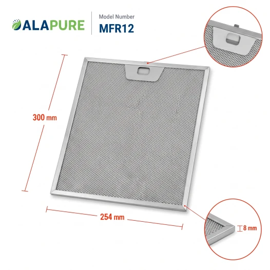 Filtr metalowy Alapure pasujący do modelu Progress 50248271004, wymiary 300 x 254 x 8 mm