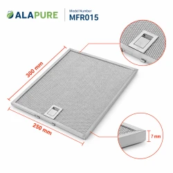 Filtr metalowy Alapure pasujący do modelu AEG 4055110128, wymiary 300 x 250 x 7 mm
