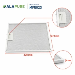 Filtr metalowy Alapure pasujący do modelu Beko 129730007 / 115657, 320 x 273 x 8 mm