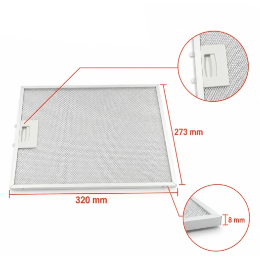 Filtr metalowy Beko 129730007 / 115657 320 x 273 x 8 mm