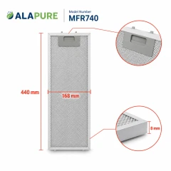 Filtr metalowy Alapure pasujący do modelu Klarstein 10034875 / Paolo 52 168 x 440 mm