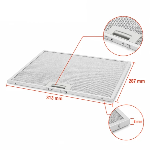 Filtr metalowy Siemens 672373 / 00672373 313 x 287 x 8 mm