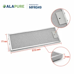 Alapure MFR049 Kompatybilny z metalowym filtrem Miele 08261351 / 8261351 171 x 515 x 9 mm