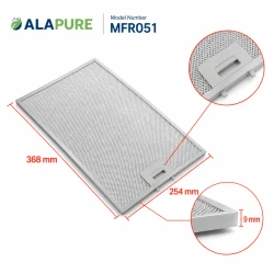Alapure MFR051 Pasuje do metalowego filtra Miele 8270400 368 x 254 x 9 mm