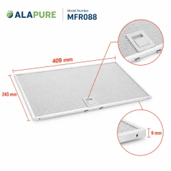 Filtr tłuszczowy Alapure Metall – pasuje do modelu Ikea 4055253274, wymiary 243 x 409 x 9 mm