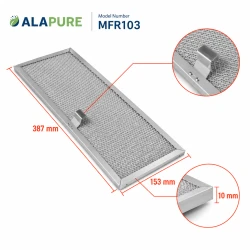 Filtr metalowy Alapure pasujący do modelu Novy 563-8020A / 609014, wymiary 387 x 153 x 10 mm