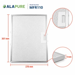 Filtr metalowy Alapure pasujący do Turboair GRI0121275A 357 x 270 x 9 mm