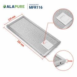 Filtr metalowy Alapure pasujący do modelu AEG 4055348199, wymiary 124 x 254 x 8 mm