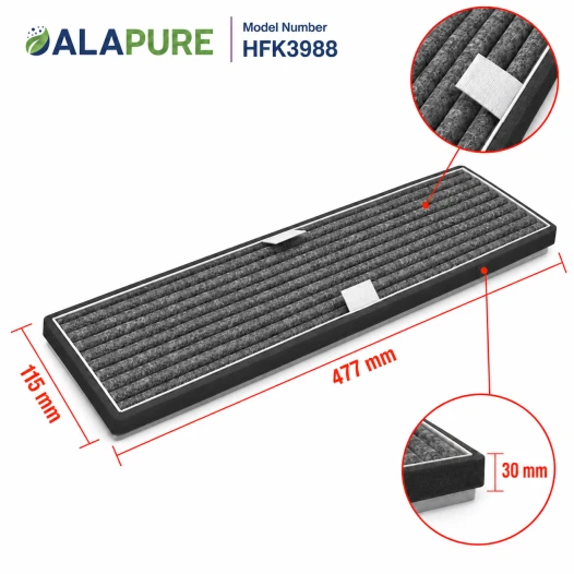 Alapure HFK3990 – kompatybilny z filtrem węglowym Miele DKF21-P / 9720600 (4 szt.)