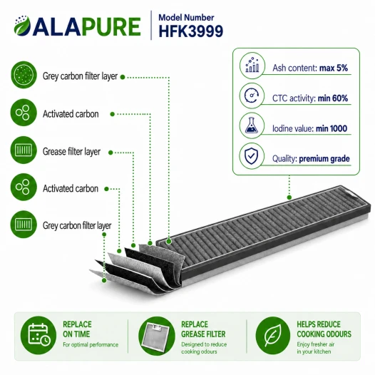 Alapure HFK3999 – pasuje do filtra węglowego Miele DKF13-P