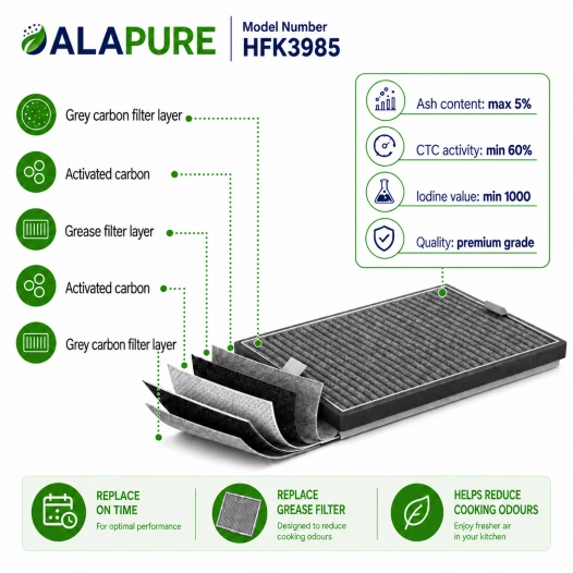 Alapure HFK3985 – kompatybilny z filtrem węglowym Miele DKF11-P