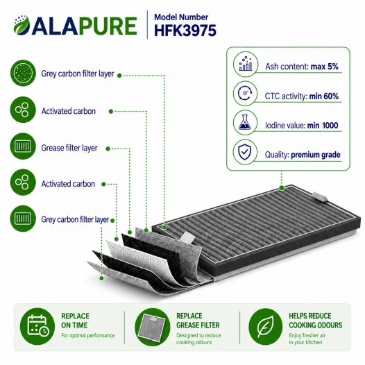 Alapure HFK3975 – kompatybilny z filtrem węglowym Miele DKF19-P / FWKM-1423 (2 szt.)