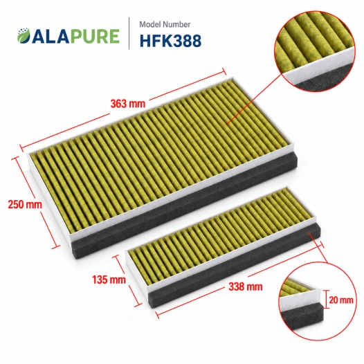 Filtr węglowy Alapure HFK388 CleanAir Plus, pasujący do modeli 11042136 / 17005388 / 17005802 / 17001205 / DWZ1AF1B6 / Z51AFB1X6 (zestaw)