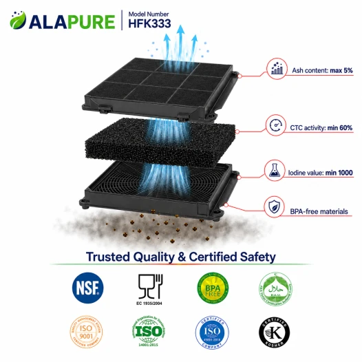 Filtr węglowy Alapure odpowiedni do Zoppas MCFE01 / 9029800456 / Type 15 / 9029793818