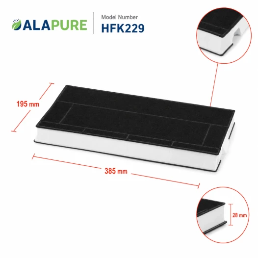 Alapure HFK229 Koolstoffilter geschikt voor 00434229 / 434229 / DHZ4506 / KF280001 / LZ45501